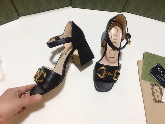 Gucci Horsebit 1955 Black Leather Gladiator Sandals 8