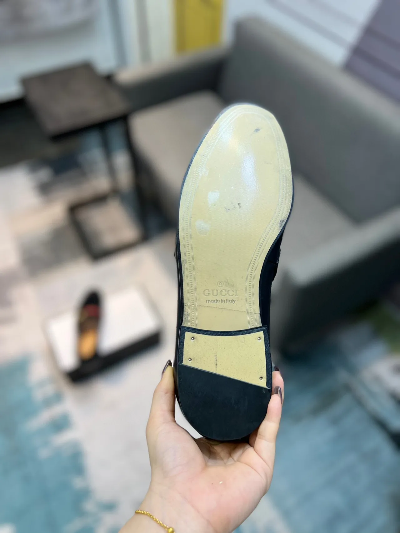 Gucci Horsebit 1955 Mocassim de couro preto com listra de rede 8