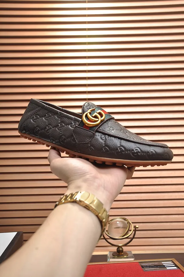 Gucci Horsebit 1955 Brown GG-Embossed Leather Loafers 7