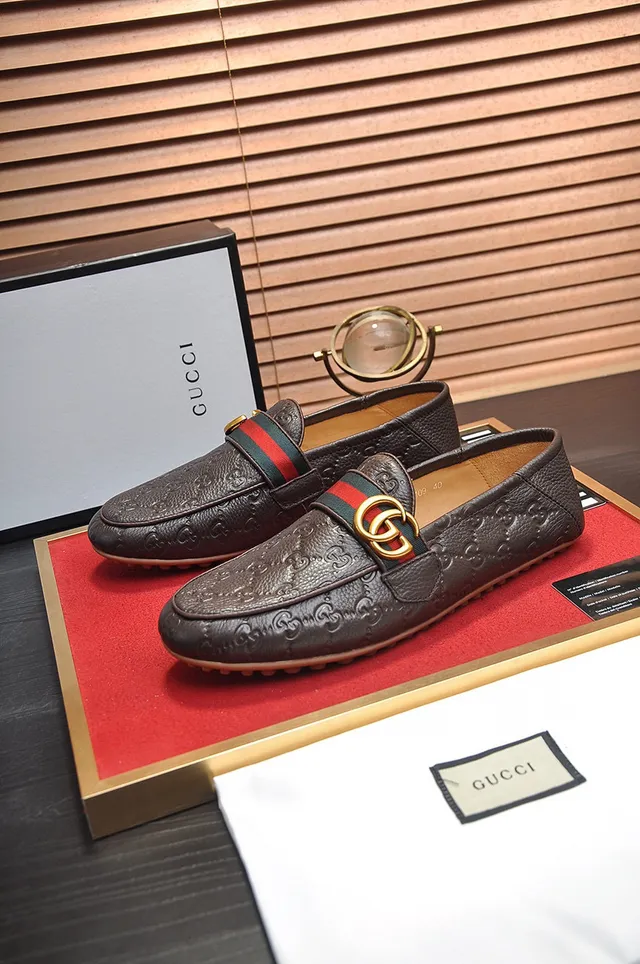 Gucci Horsebit 1955 Brown GG-Embossed Leather Loafers 8