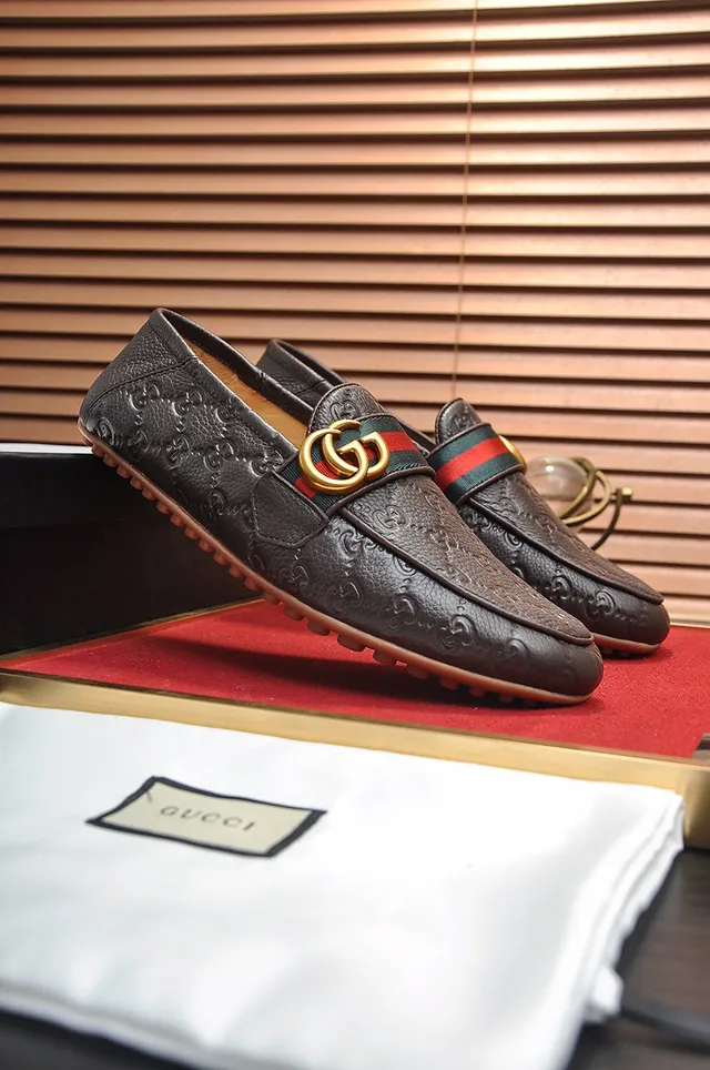 Gucci Horsebit 1955 Brown GG-Embossed Leather Loafers 9