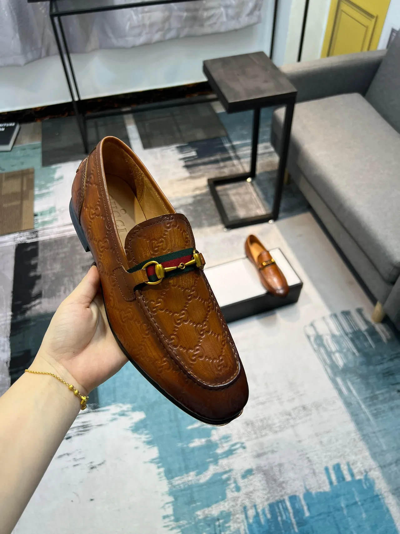 Gucci Horsebit 1955 GG-Embossed Leather Loafer 5
