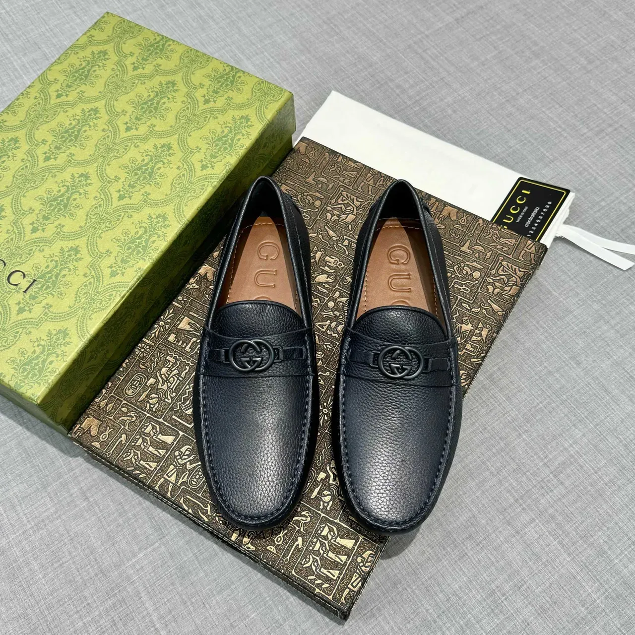 Gucci Horsebit 1955 Navy Cuero Pebbled Mocasines 6