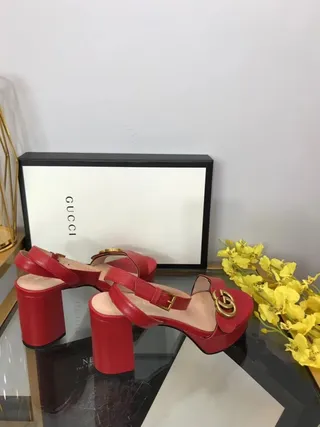 Gucci Horsebit 1955 红金色 厚底 方跟 角斗士凉鞋 4