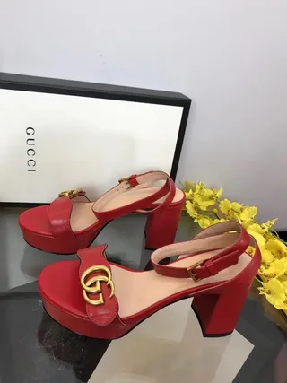 Gucci Horsebit 1955 红金色 厚底 方跟 角斗士凉鞋 5
