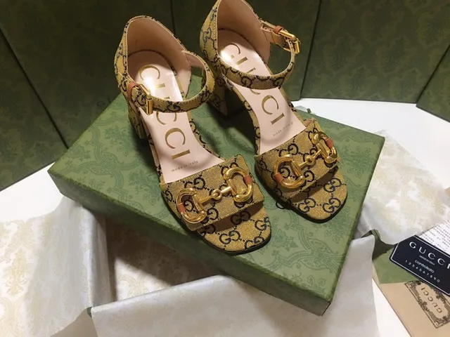 Gucci Horsebit 1955 Yellow GG Monogram Gladiator Sandals 5