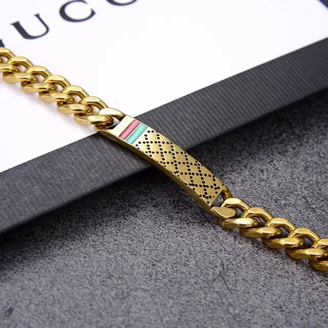 Bracelete Gucci ID Corrente Curb-Link Dourado 4