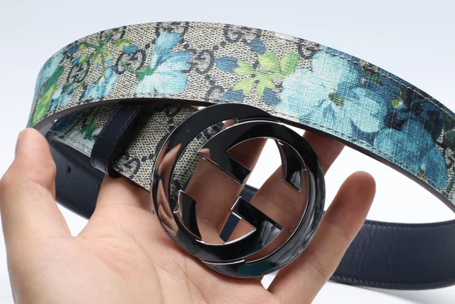 Gucci Interlocking G Belt Black Silver Embossed GG Monogram Buckle Leather Belt 4