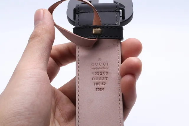 Gucci Interlocking G Belt Black Silver Embossed GG Monogram Buckle Leather Belt 6