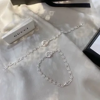 Gucci Interlocking G Floral-Link أساور فضية