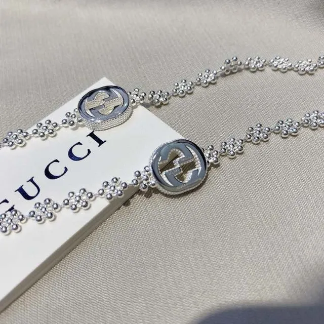 Gucci Interlocking G Floral-Link Silver Bracelets 8