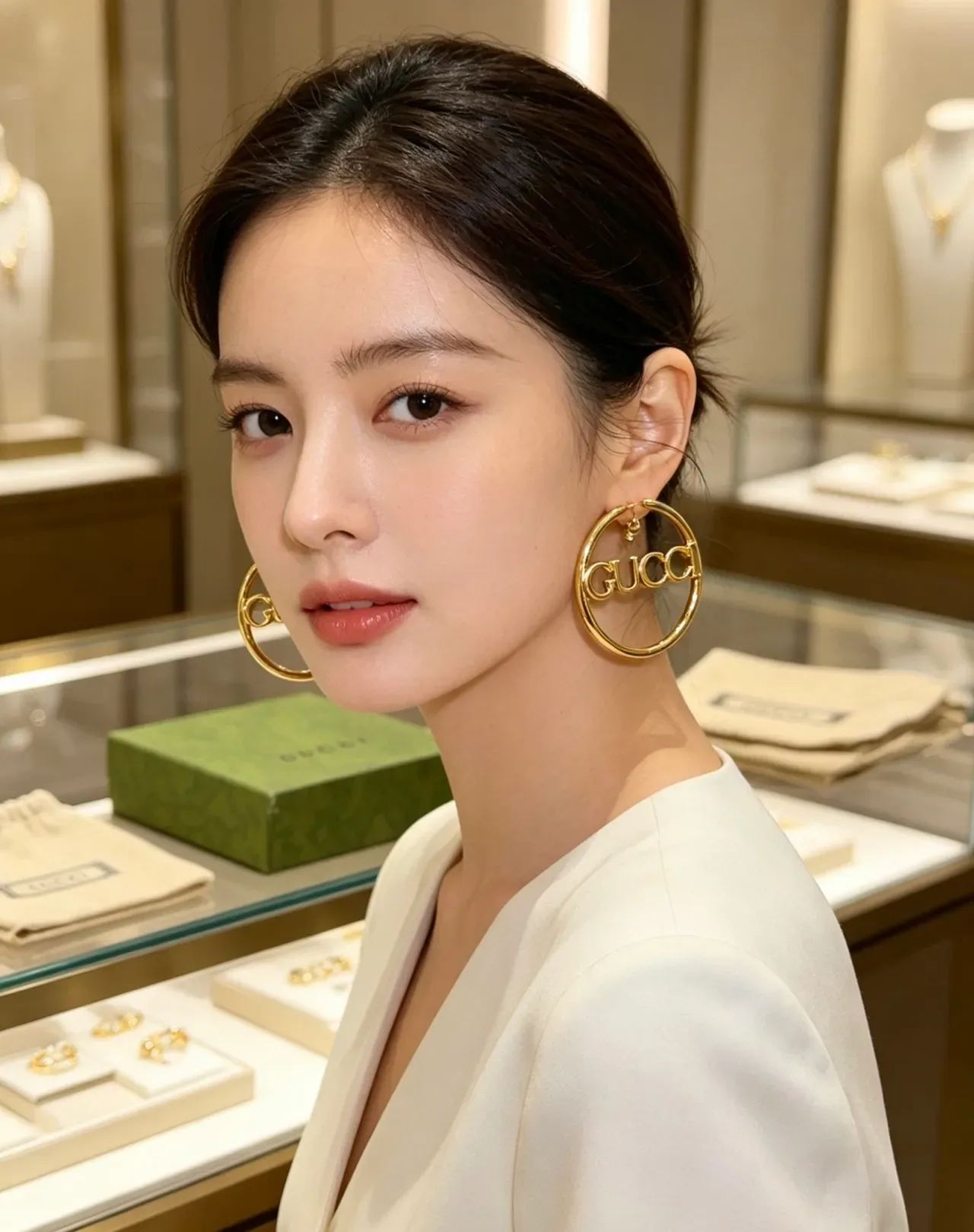 Gucci Logo Brincos Aros de Ouro Polidos 3