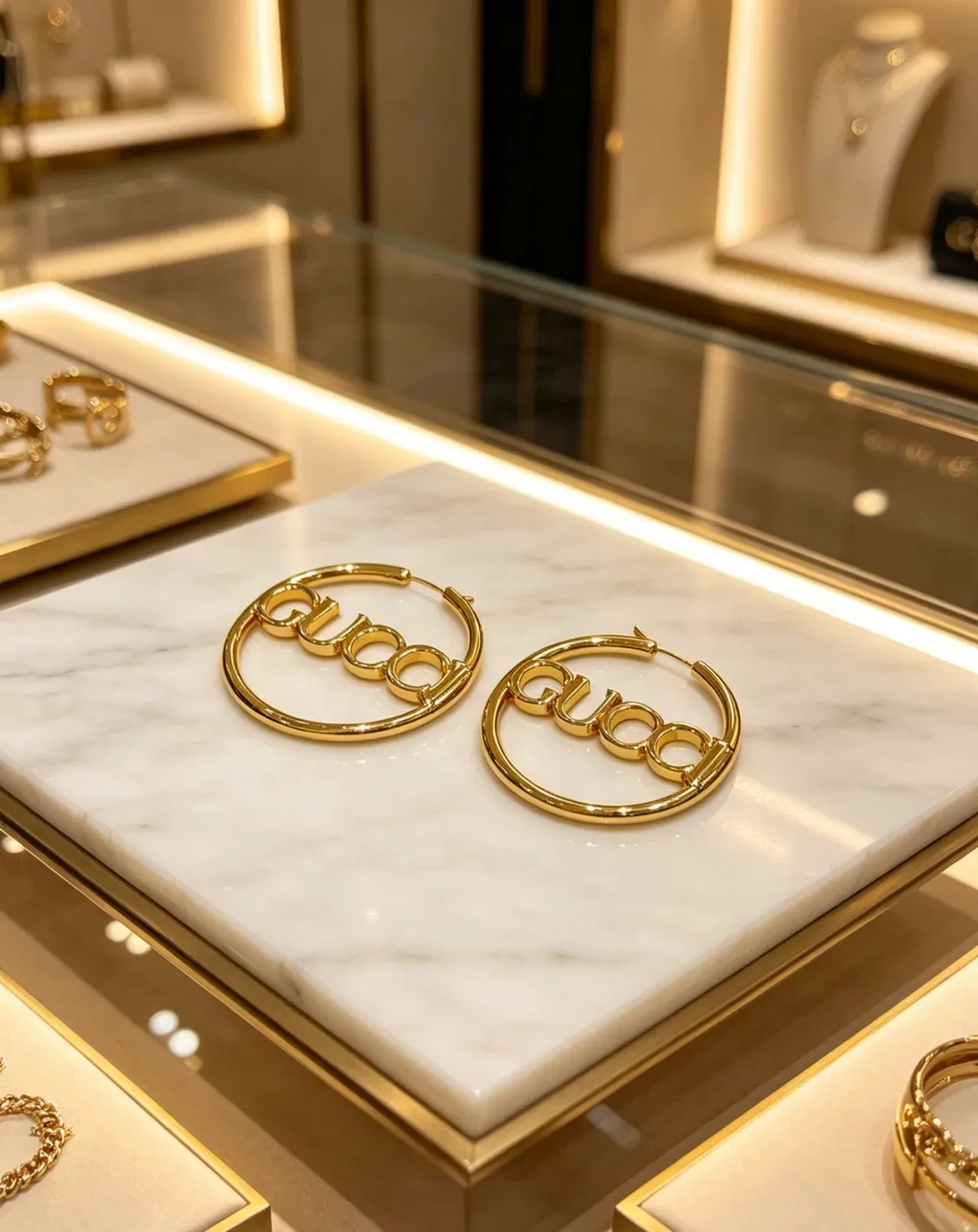 Gucci Logo Brincos Aros de Ouro Polidos 7