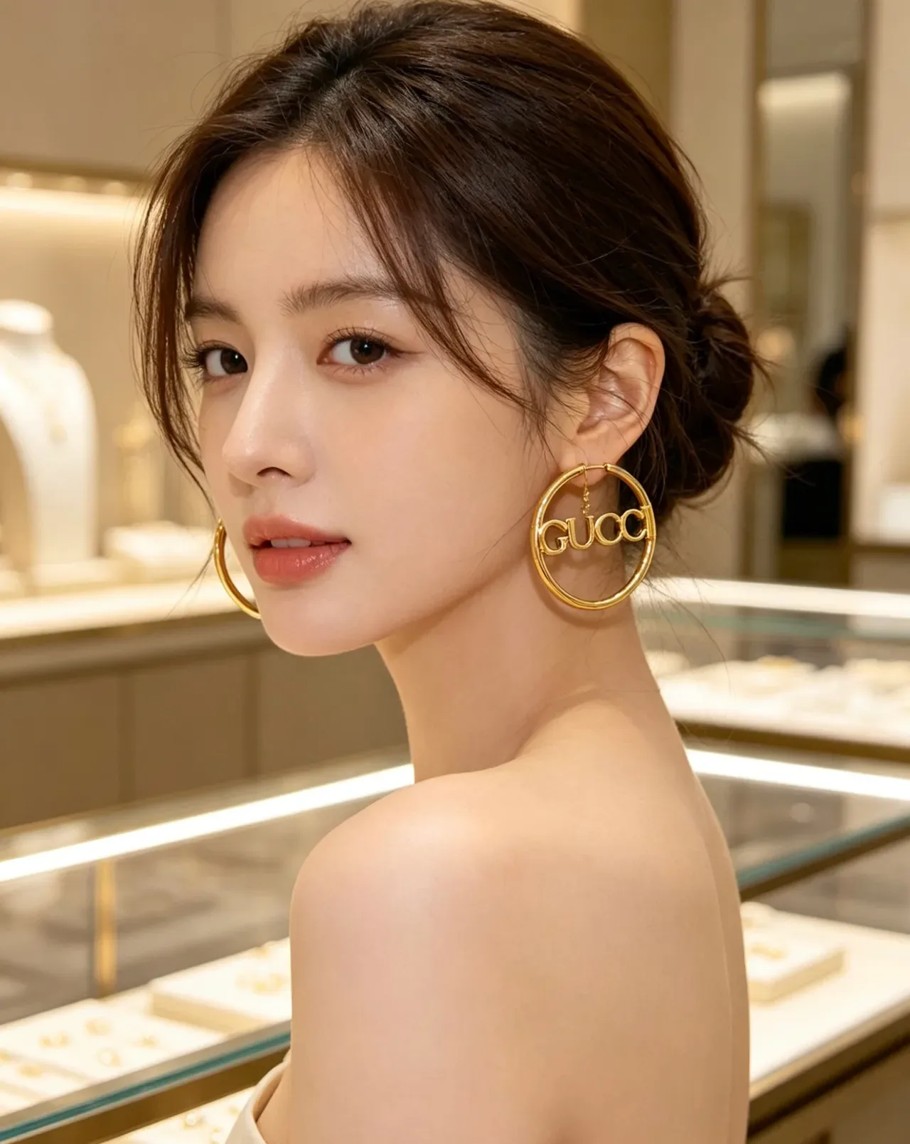Gucci Logo Brincos Aros de Ouro Polidos 8