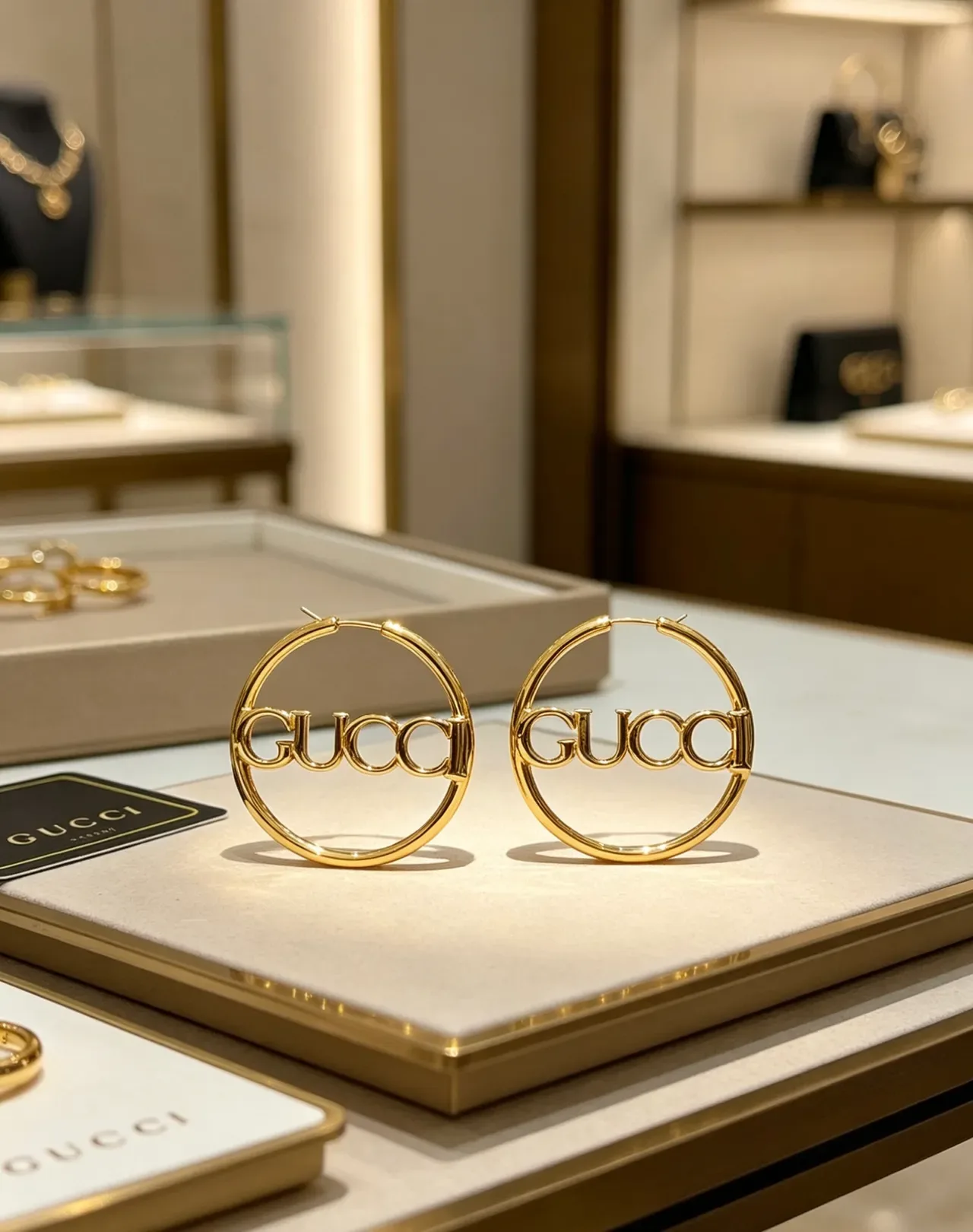 Gucci Logo Brincos Aros de Ouro Polidos 9
