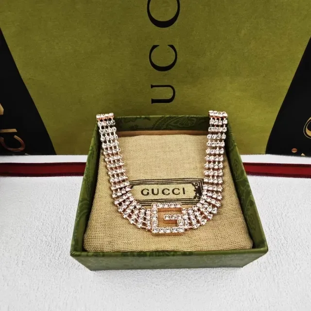 Gucci Marmont Crystal Silver Gold Interlocking G Buckle Leather Belt 5