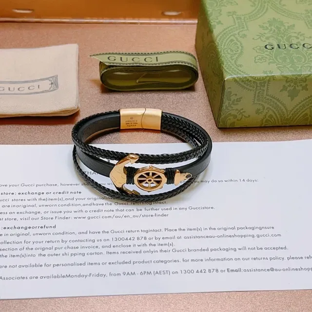Gucci Bracelet en Cuir Tressé Ancre et Roue du Timon Nautique 2