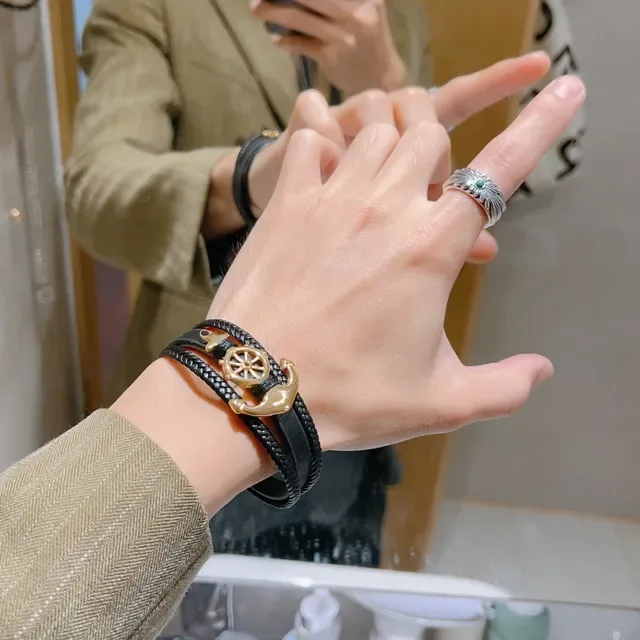 Gucci Bracelet en Cuir Tressé Ancre et Roue du Timon Nautique 3
