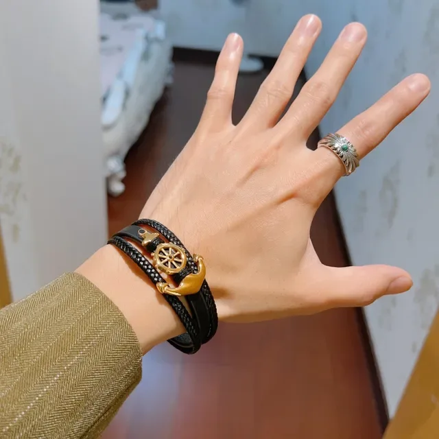 Gucci Bracelet en Cuir Tressé Ancre et Roue du Timon Nautique 6