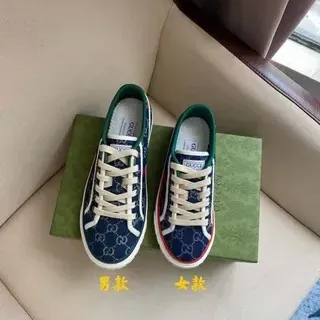 Gucci Verde Marino GG Monogram Lona Bajo Con Cordones Zapatillas Lifestyle