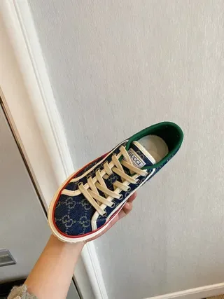 Gucci Verde Marino GG Monogram Lona Bajo Con Cordones Zapatillas Lifestyle 3