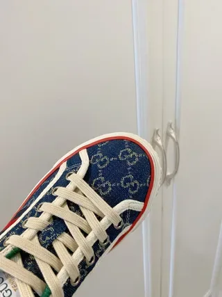 Gucci Verde Marino GG Monogram Lona Bajo Con Cordones Zapatillas Lifestyle 5