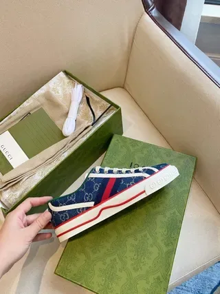 Gucci Verde Marino GG Monogram Lona Bajo Con Cordones Zapatillas Lifestyle 9