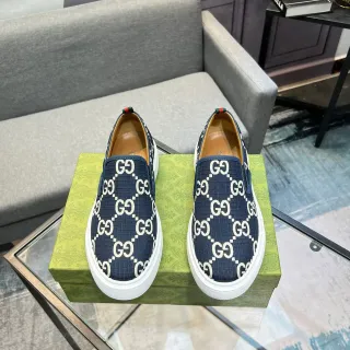Gucci Navy White Slip-On GG Monograma Print Lifestyle Zapatillas