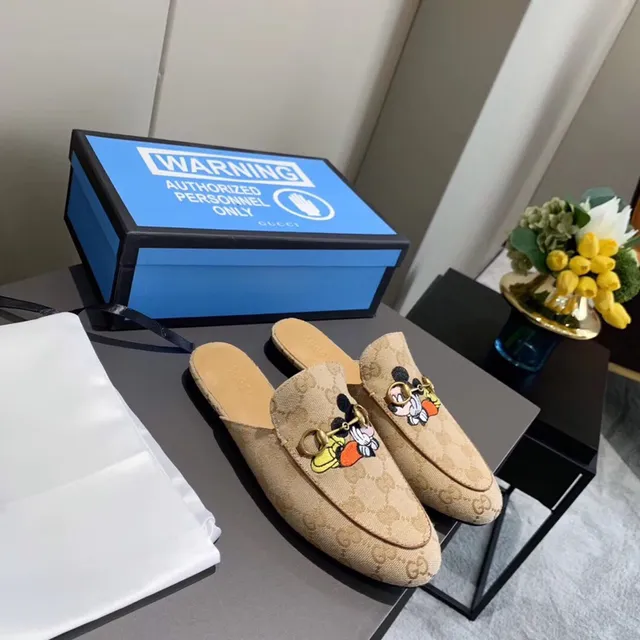 Gucci Ophidia Bege GG Monograma Mickey Mouse Mule Loafer 2
