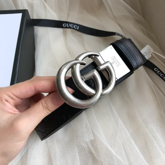 Gucci Ophidia Ceinture en cuir noire embossée GG 2