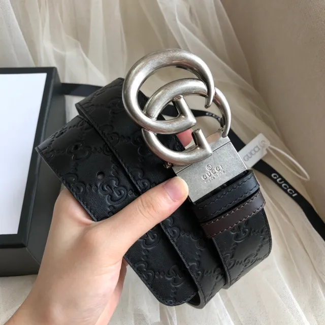 Gucci Ophidia Ceinture en cuir noire embossée GG 3