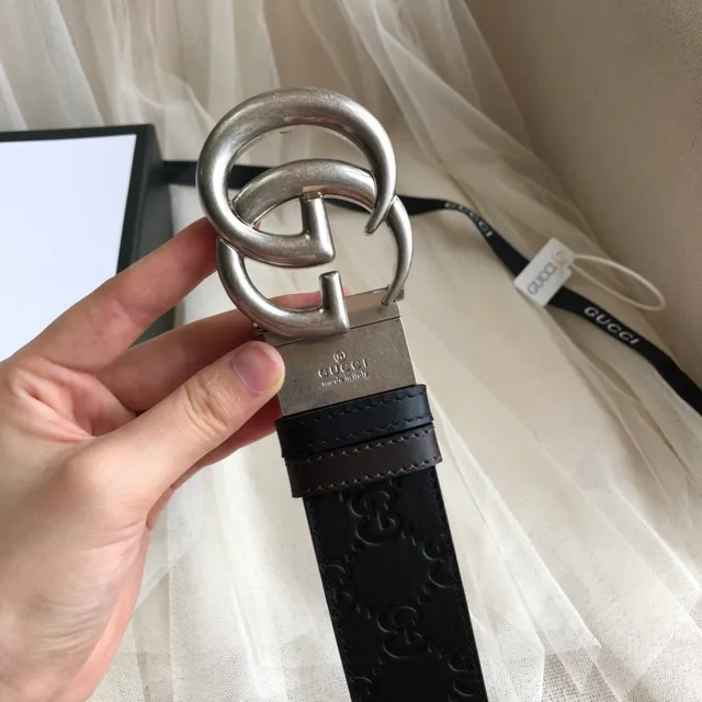 Gucci Ophidia Ceinture en cuir noire embossée GG 4