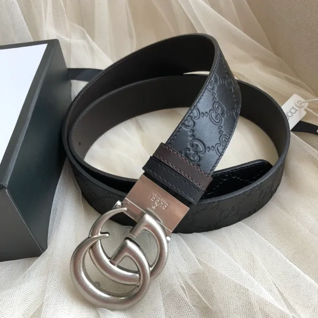 Gucci Ophidia Ceinture en cuir noire embossée GG 5