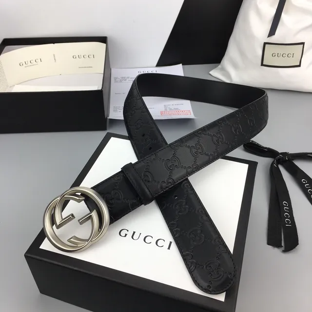 Gucci Ophidia Black Embossed GG Leather Belt 6