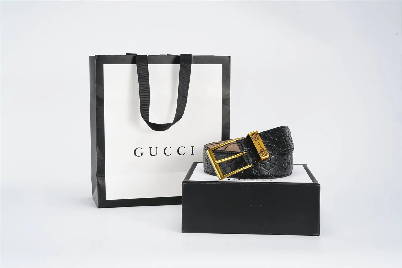 Gucci Ophidia Black Embossed GG Monogram Leather Belt 4