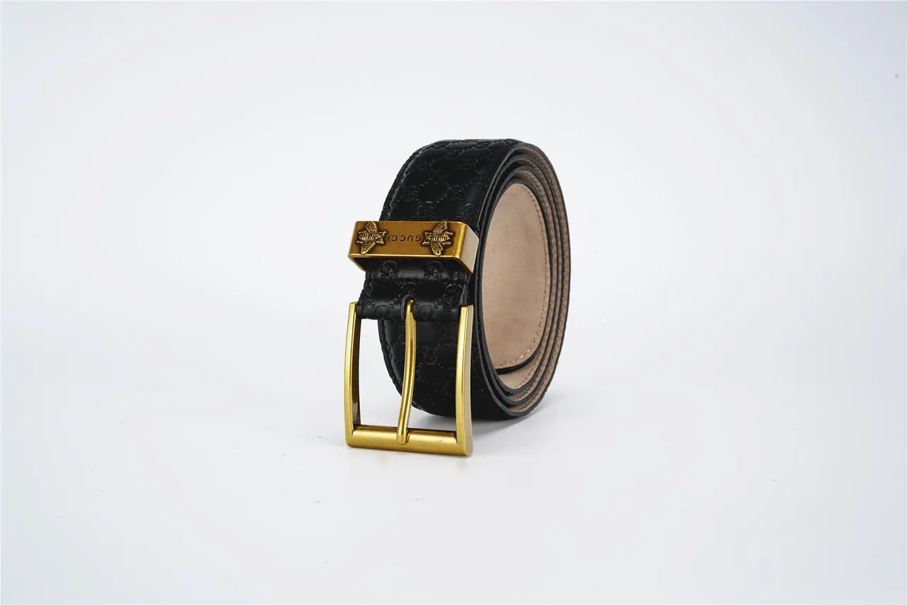 Gucci Ophidia Black Embossed GG Monogram Leather Belt 6