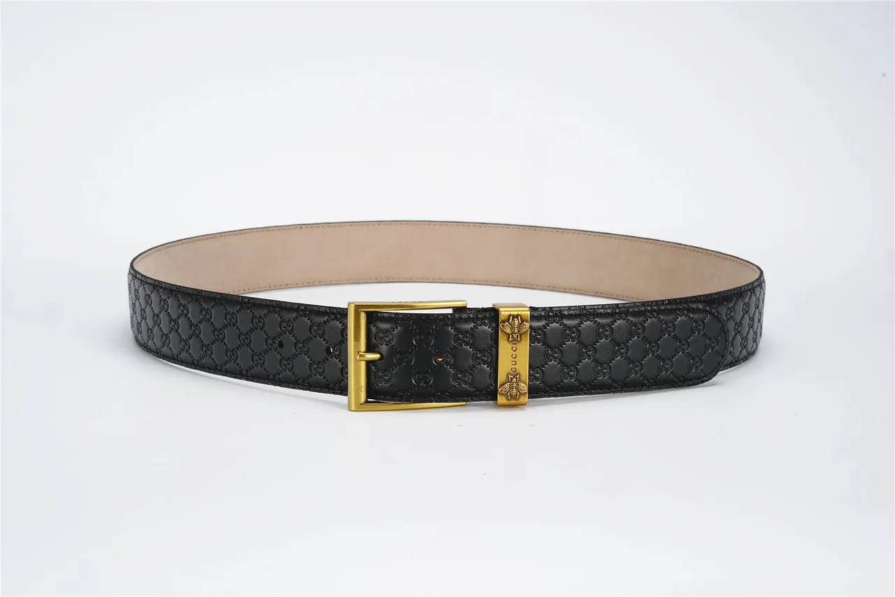 Gucci Ophidia Black Embossed GG Monogram Leather Belt 9