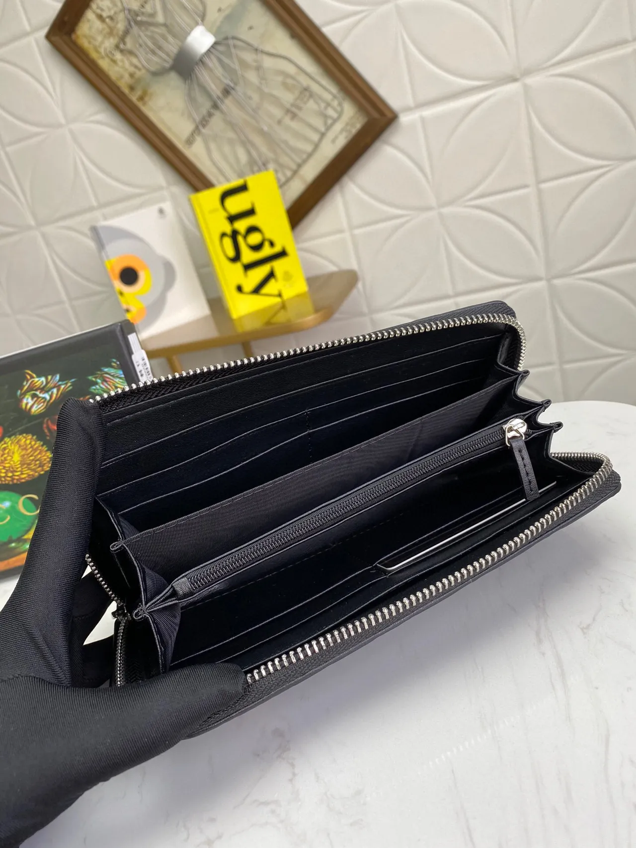 Gucci Ophidia Black Embossed GG Web Stripe Long Wallet 3
