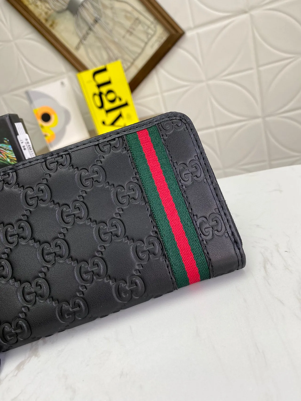 Gucci Ophidia Black Embossed GG Web Stripe Long Wallet 4