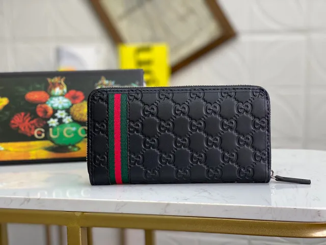 Gucci Ophidia Black Embossed GG Web Stripe Long Wallet 8