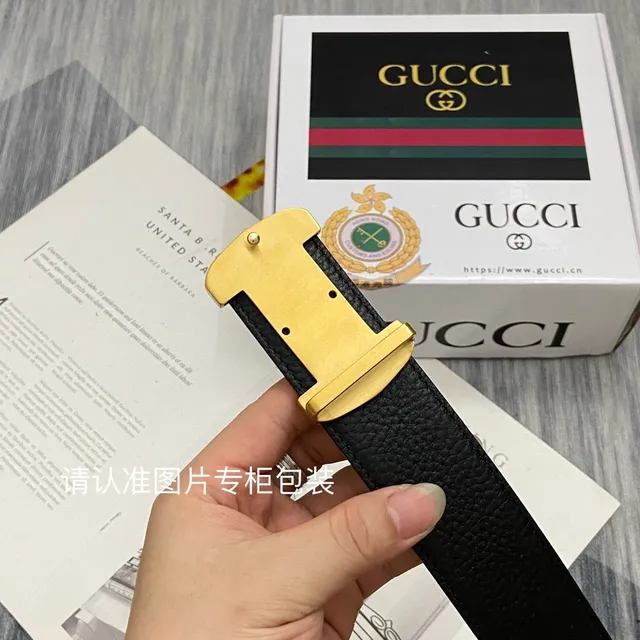 Gucci Ophidia Black Gold Embossed GG Monogram Rectangular Buckle Leather Belt 9