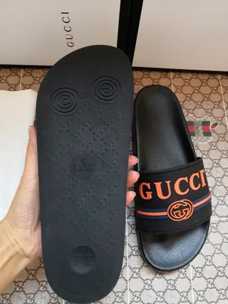Gucci Ophidia Black Orange Web Strap Slippers 4