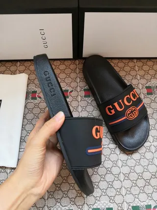 Gucci Ophidia Black Orange Web Strap Slippers 5