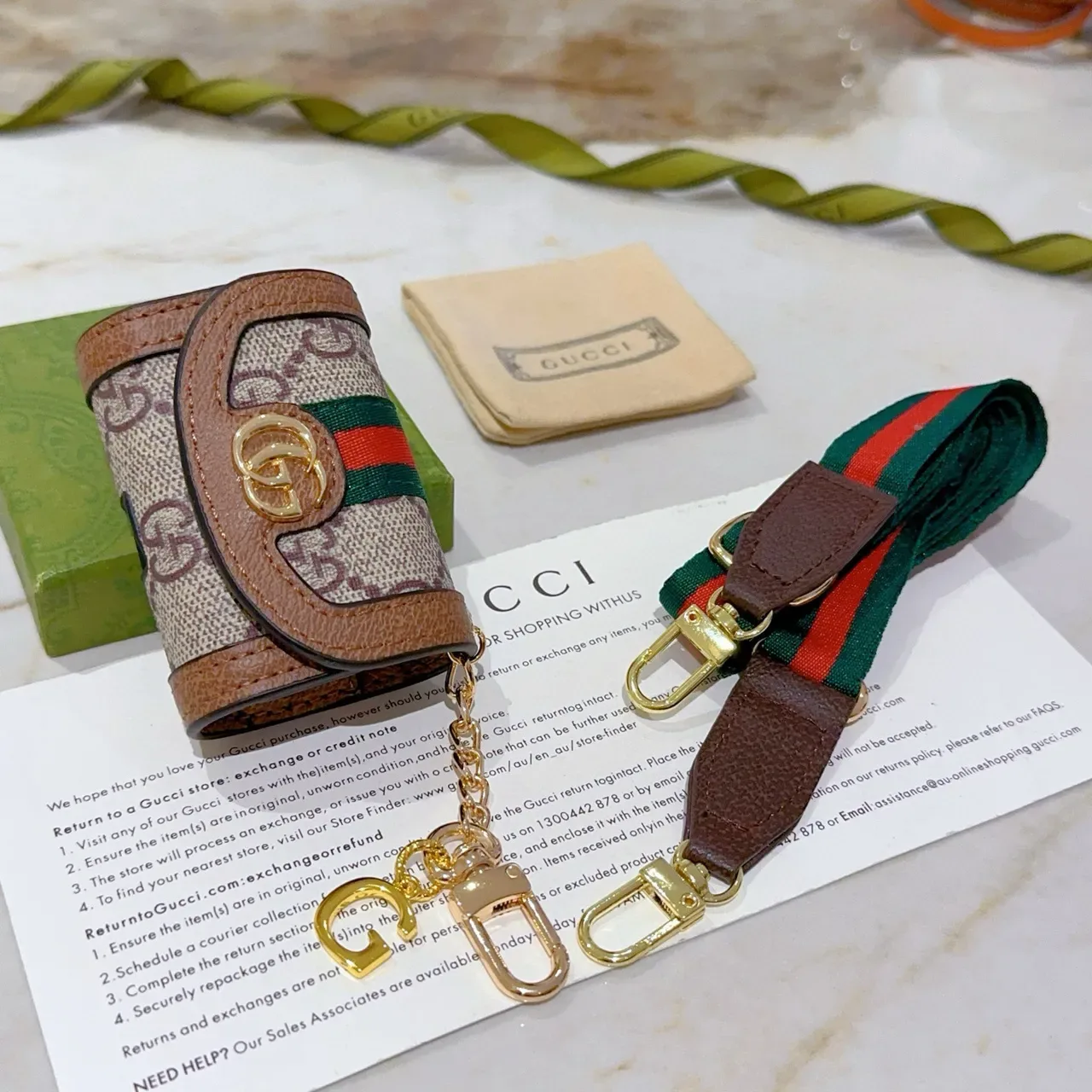 Gucci Ophidia GG Monogram Web Flap छोटी वॉलेट 4