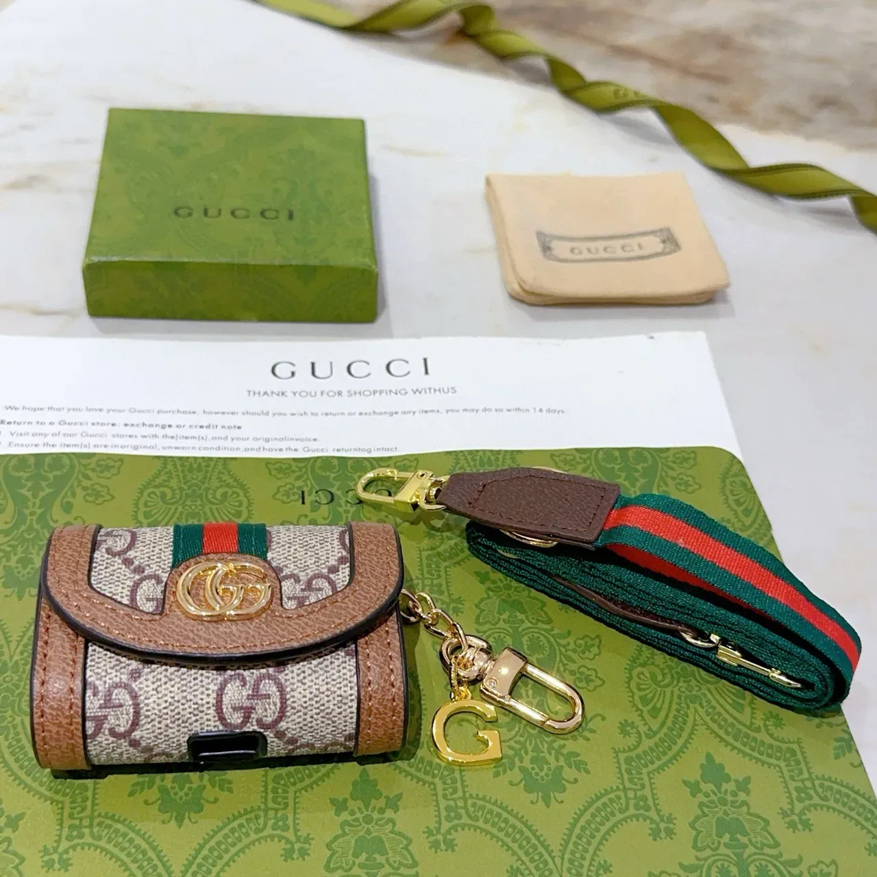 Gucci Ophidia GG Monogram Web Flap छोटी वॉलेट 5