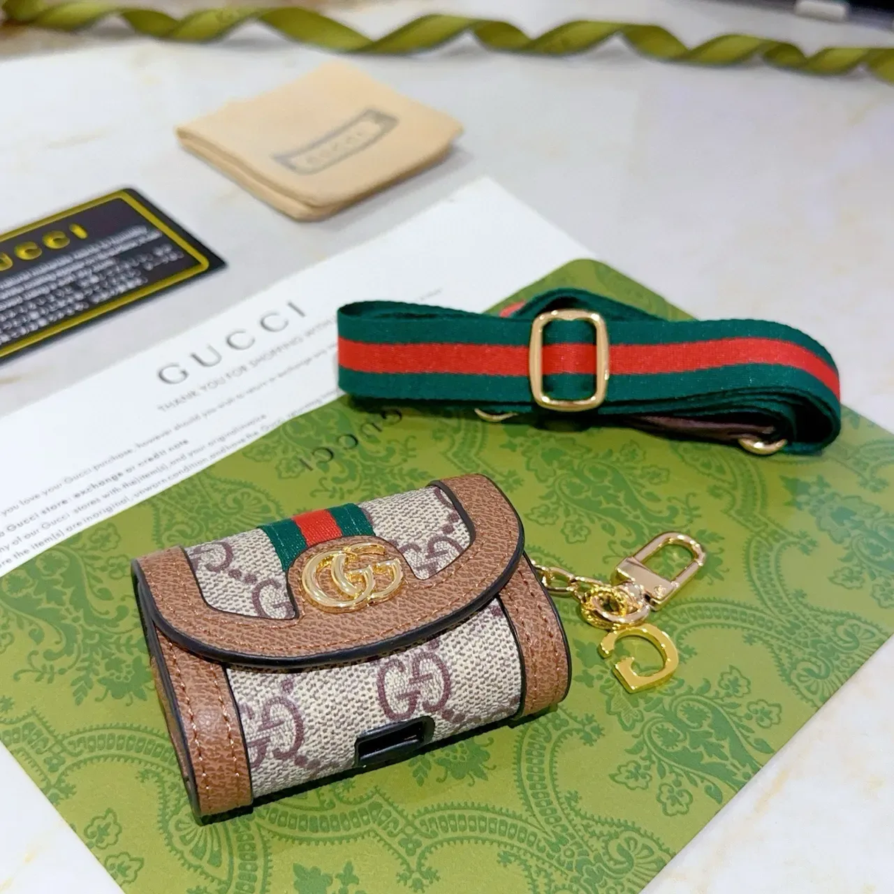 Gucci Ophidia GG Monogram Web Flap छोटी वॉलेट 6