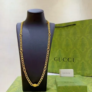 Gucci Ophidia Chaîne Curb-Link Or Noir Interlocking G Motif Collier