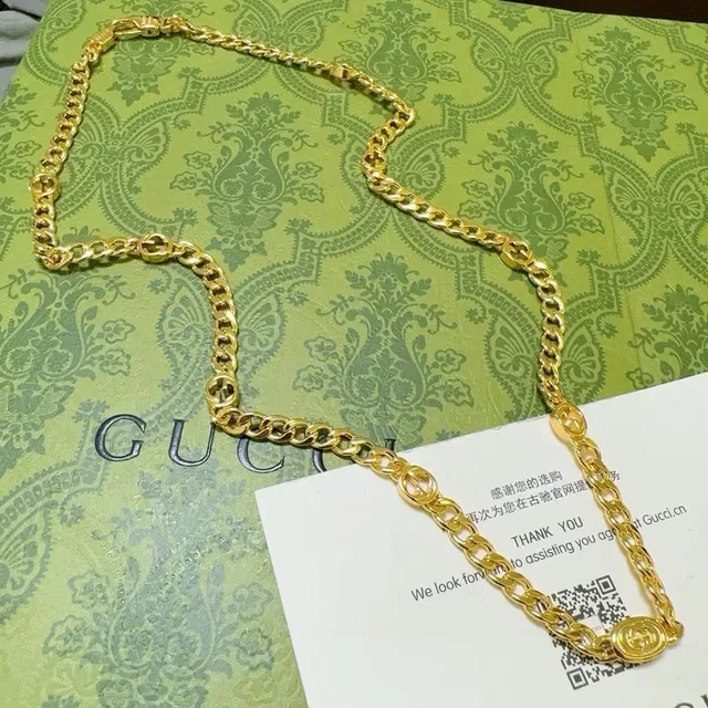 Gucci Ophidia Chaîne Curb-Link Or Noir Interlocking G Motif Collier 3