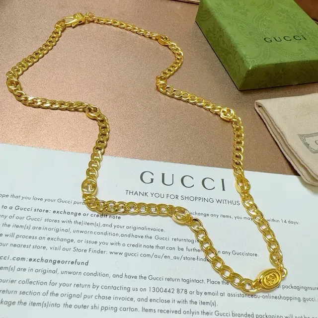 Gucci Ophidia Chaîne Curb-Link Or Noir Interlocking G Motif Collier 6