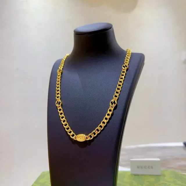 Gucci Ophidia Chaîne Curb-Link Or Noir Interlocking G Motif Collier 7